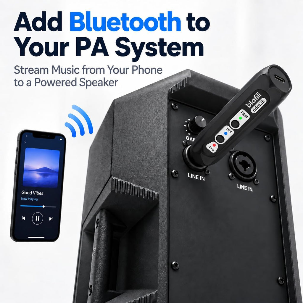 6dot35 - Receptor Bluetooth con salida TRS de 1/4" de 6,35 mm para