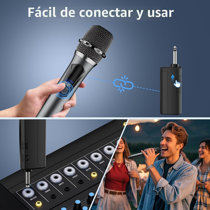 Micrófono inalámbrico, sistema profesional de micrófono dinámico in...
