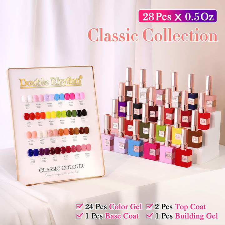 Double Rhythm 28 piezas 0.5 oz Esmalte de uñas de gel, juego de 28...