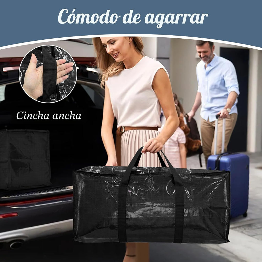 6 paquetes de bolsas de almacenamiento extra resistentes y extra grandes para mudanzas con cremalleras fuertes y asas cómodas, bolsas de almacenamiento para ropa resistentes y duraderas, contenedores