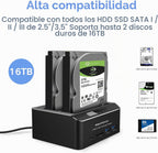 RSHTECH Estación de acoplamiento para disco duro, base SATA de doble bahía