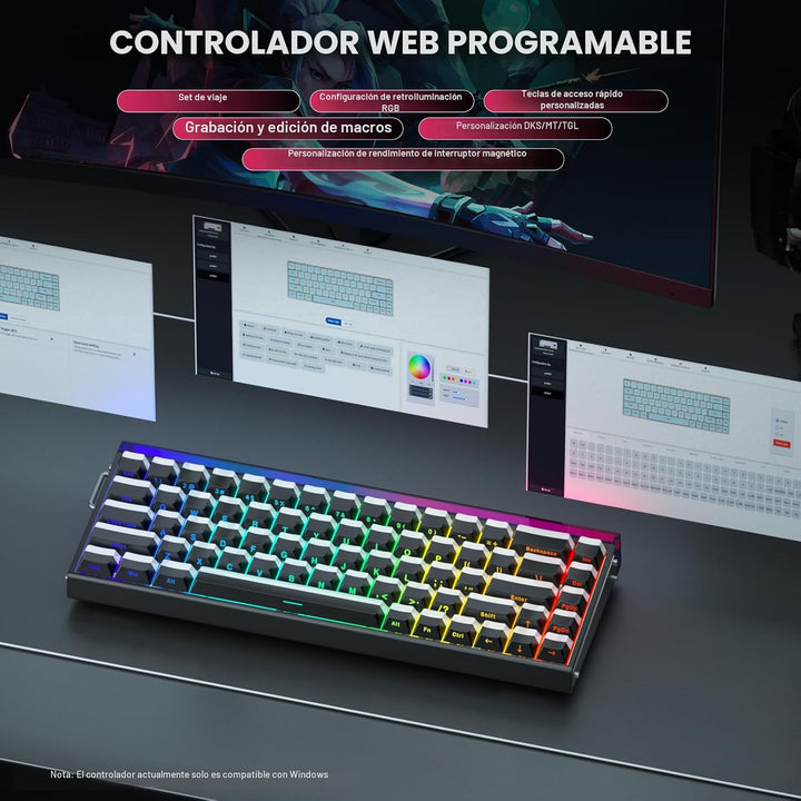 AULA Hero 68 HE 60% Teclado para juegos con cable, interruptor magn...