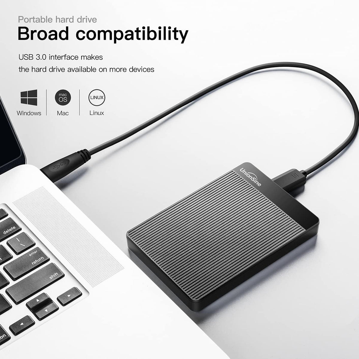 UnionSine - Disco duro externo portátil ultradelgado de 1 TB, HDD,...