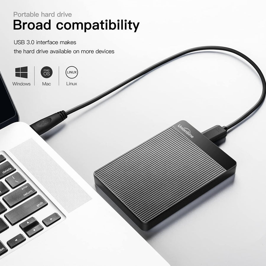 UnionSine - Disco duro externo portátil ultradelgado de 1 TB, HDD,...