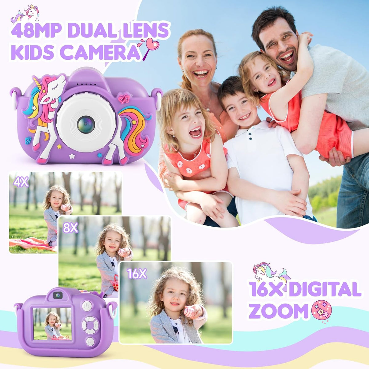 Cámara para Niños Juguetes para Niñas de 3 4 5 6 7 8 Años, Cámara S...