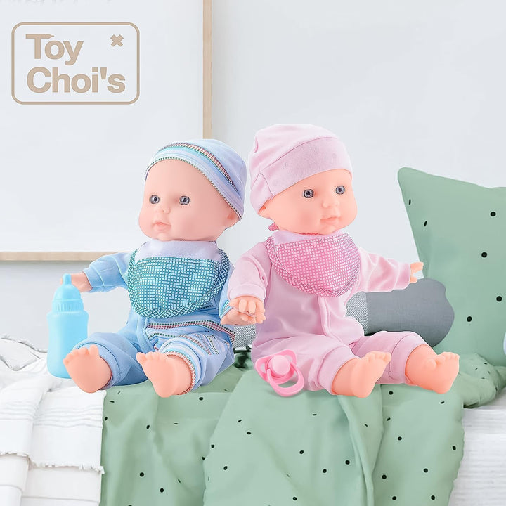 Toy Choi's Muñecas de bebé gemelas de 12 pulgadas, cuerpo suave...