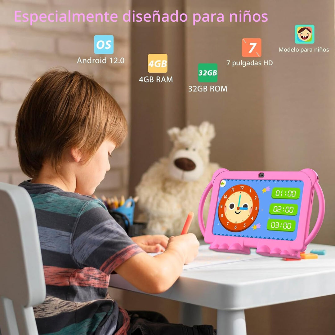 HOTTABLET Tableta para niños de 7 pulgadas, Android 12, 4 GB de RAM...