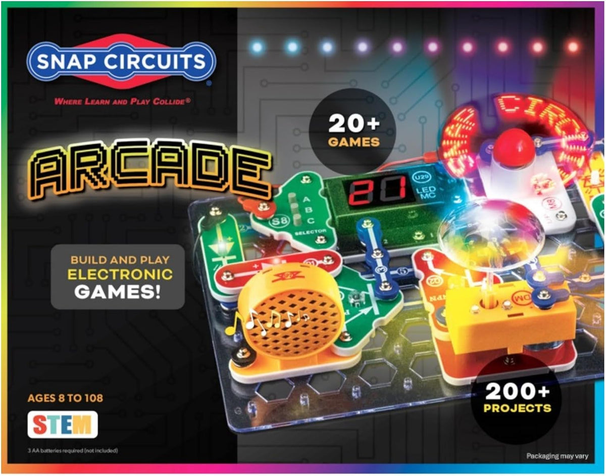 Snap Circuits “Arcade”, Kit de exploración electrónica, actividades STEM para mayores de 8 años, manual de proyecto a todo color (SCA-200)