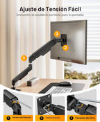 monTEK Brazo de monitor único de aluminio para pantallas de 17-32", soporta