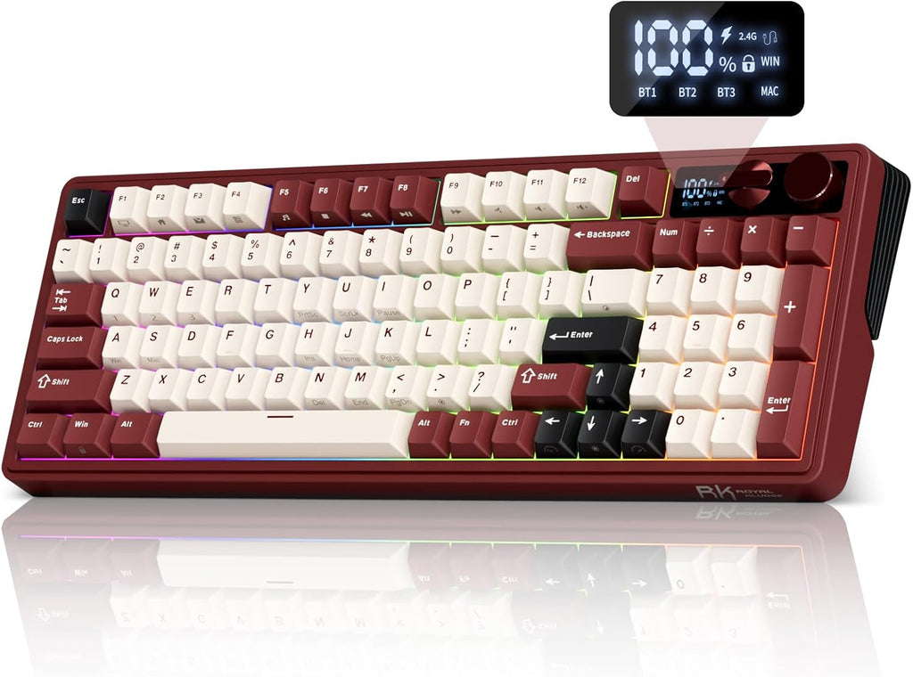 RK ROYAL KLUDGE Teclado mecánico inalámbrico M100 con pantalla y perillas