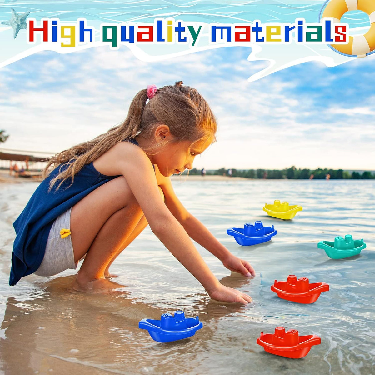 Woanger 100 juguetes de baño de barco pequeño, apilables, flotantes, juguetes de plástico para bebés y niños pequeños, piscina de verano y fiesta de bañera, vibrantes, 4 colores (colorido)