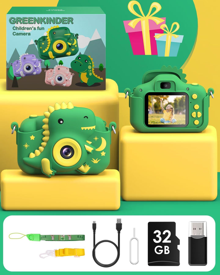 Cámara para niños, Cámara digital para niños pequeños de dinosaurio...