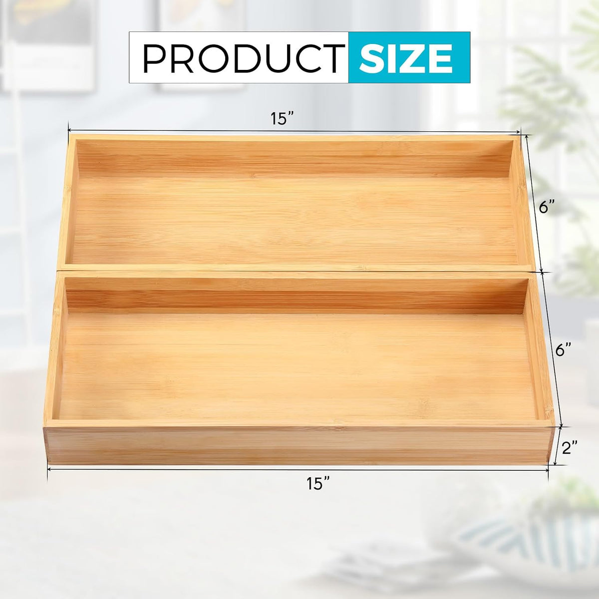 Fabsome Organizador de Cajón de Utensilios de Cocina, Contenedores Organizadores de Cubiertos de Plata de Bambú, Bandejas de Almacenamiento de Contenedores de Madera para Tocador de Baño Cajón de