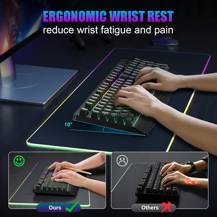 Teclado inalámbrico para juegos, retroiluminación RGB y de un solo...