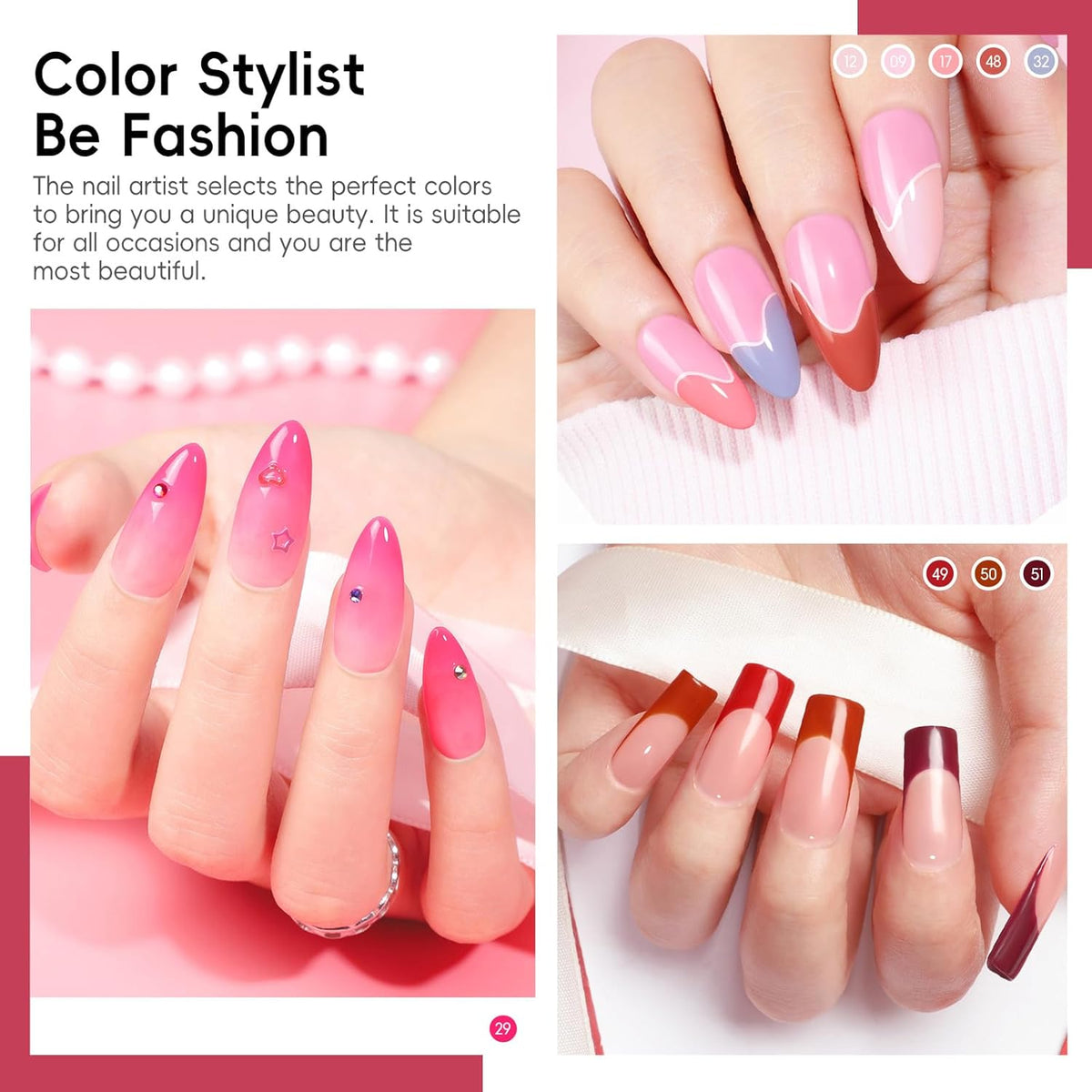 COSCELIA Juego de 40 esmaltes de uñas de gel, 35 colores de esmalte...