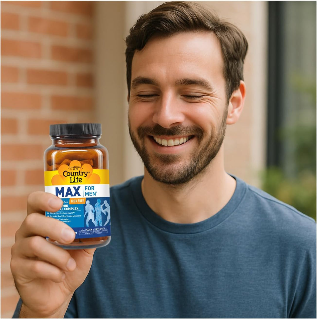 Country Life Max for Men Multivitamin: sin hierro, sin gluten, palm...