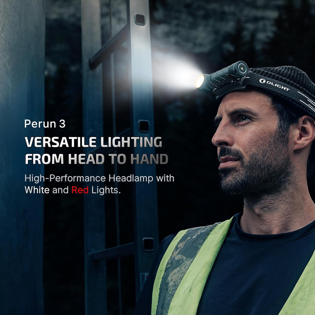 OLIGHT Perun 3 - Linterna frontal recargable, luz roja, impermeable