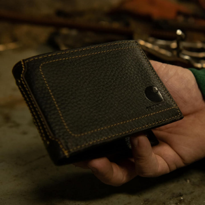 Carhartt Carteras de cuero de grano completo para hombre, diseño du...