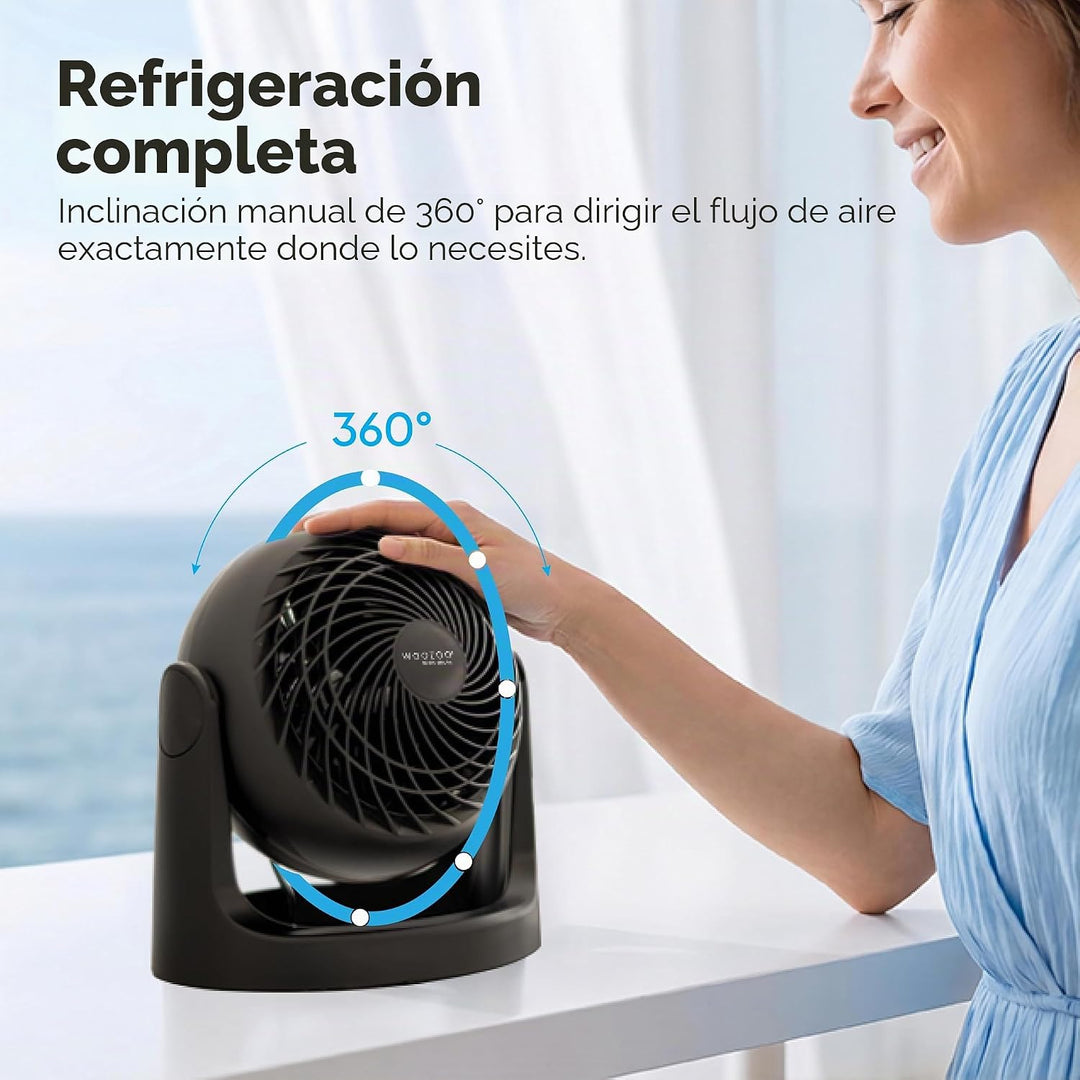 IRIS USA WOOZOO Ventilador de escritorio pequeño, inclinación verti...