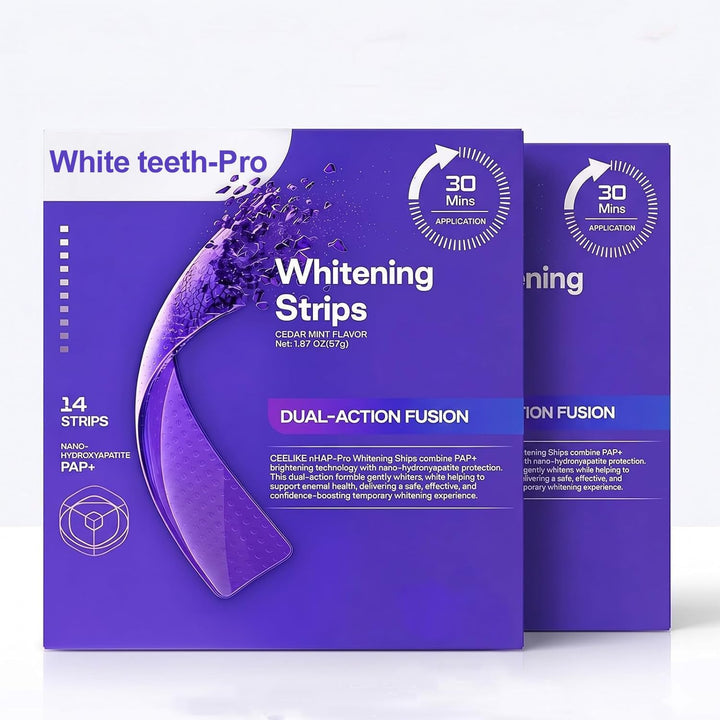 Tiras blanqueadoras de dientes moradas avanzadas, tratamiento de co...