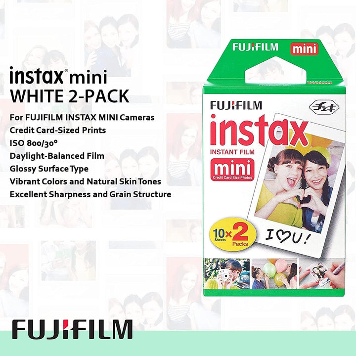Fujifilm Instax Mini Instant Film Pack doble de 20 hojas con 20 mar...