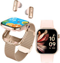 Reloj inteligente con auriculares, pantalla HD de 2.02 pulgadas, rastreador de actividad 2 en 1 con auriculares inalámbricos, impermeable, compatible con Android iOS, viene con 2 correas de