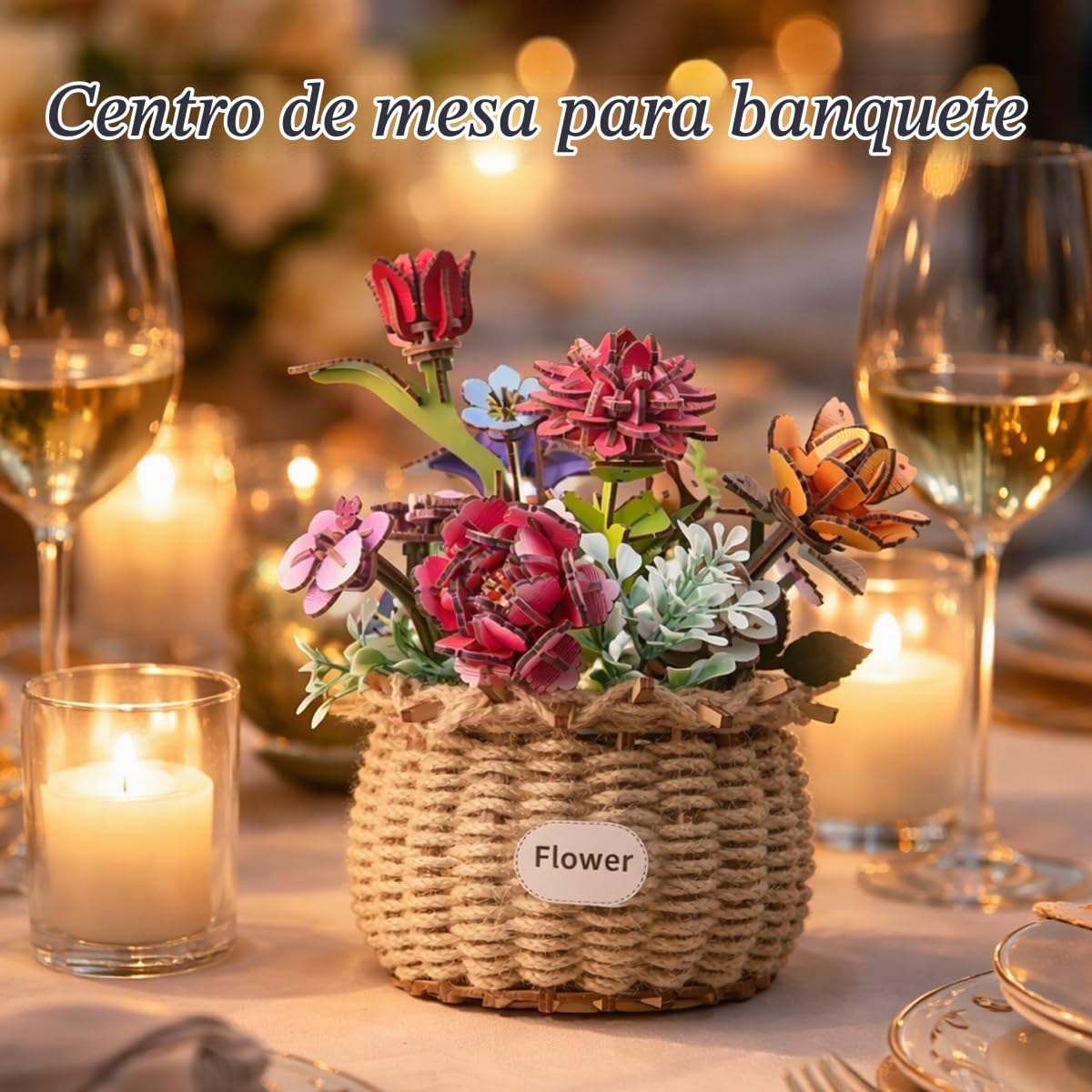 Ever-Blooming - Juego de construcción de ramo de madera, kit de