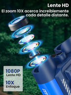 Binoculares para niños con cámara de visión nocturna, telescopio para niños, zoom óptico 10X, telescopio de aventuras mágicas, juguetes de telescopio, regalos para niños y niñas de 3, 4, 5, 6