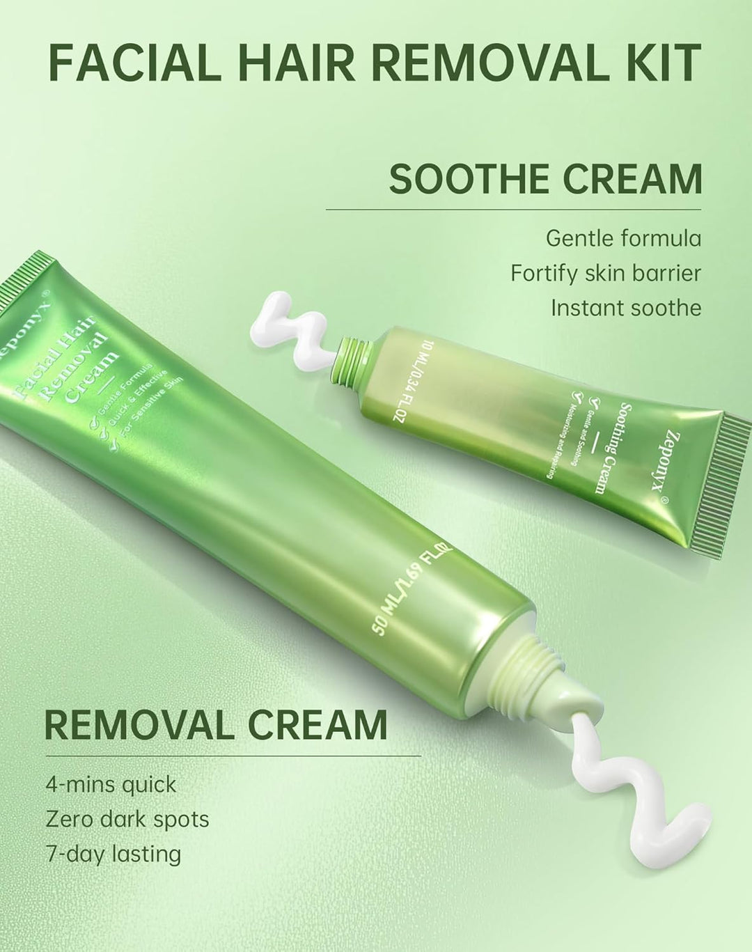 Depilación facial para mujeres + crema calmante, removedor de vello...