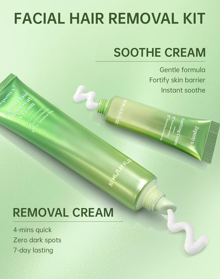 Depilación facial para mujeres + crema calmante, removedor de vello...