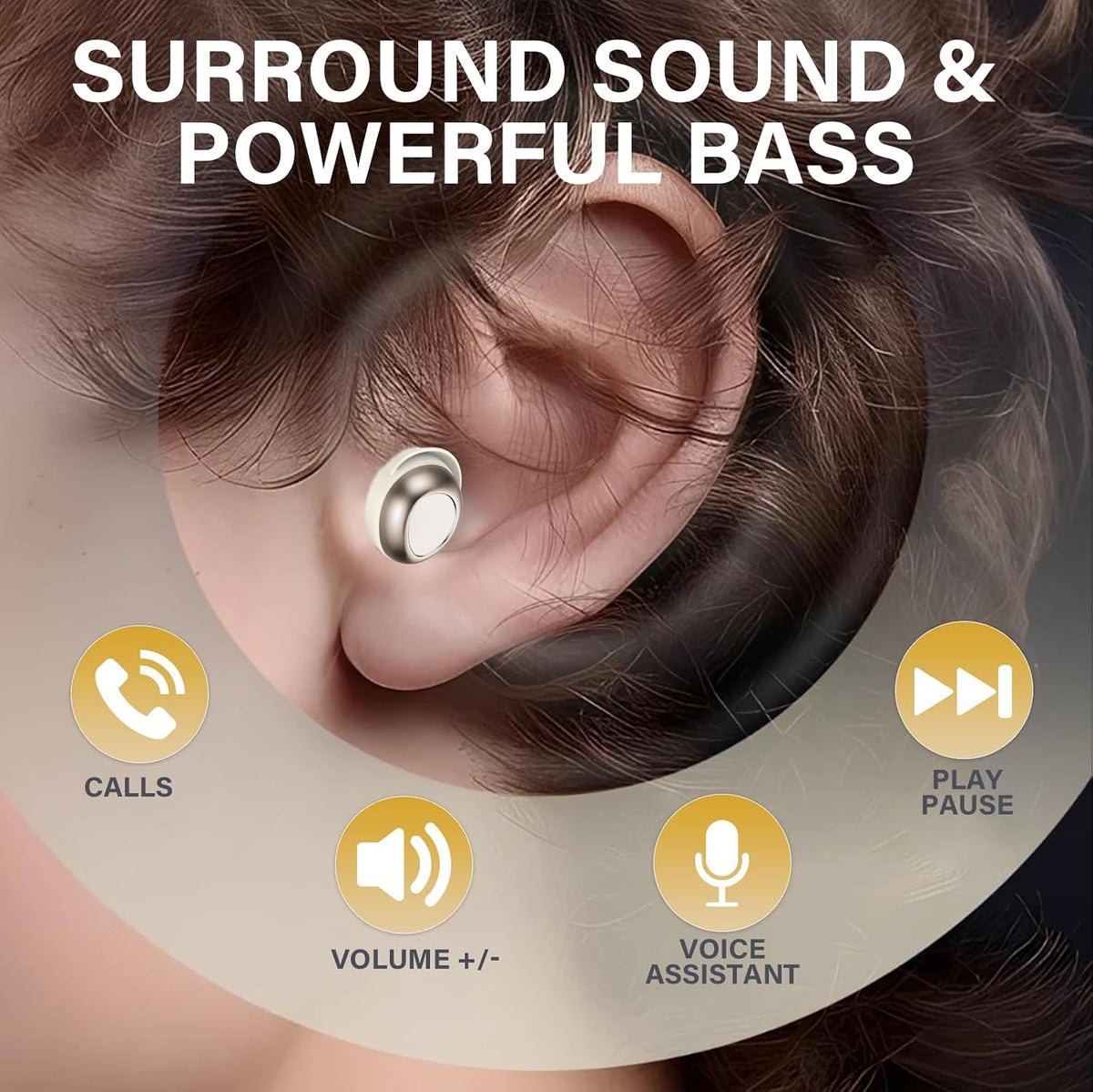 Rulefiss Auriculares inalámbricos, ENC 40 dB con cancelación de ruido, 45 horas de reproducción, Bluetooth 5.4, controladores de 0.394 in con 5 ecualizadores, micrófono dual ENC, IPX7 impermeable