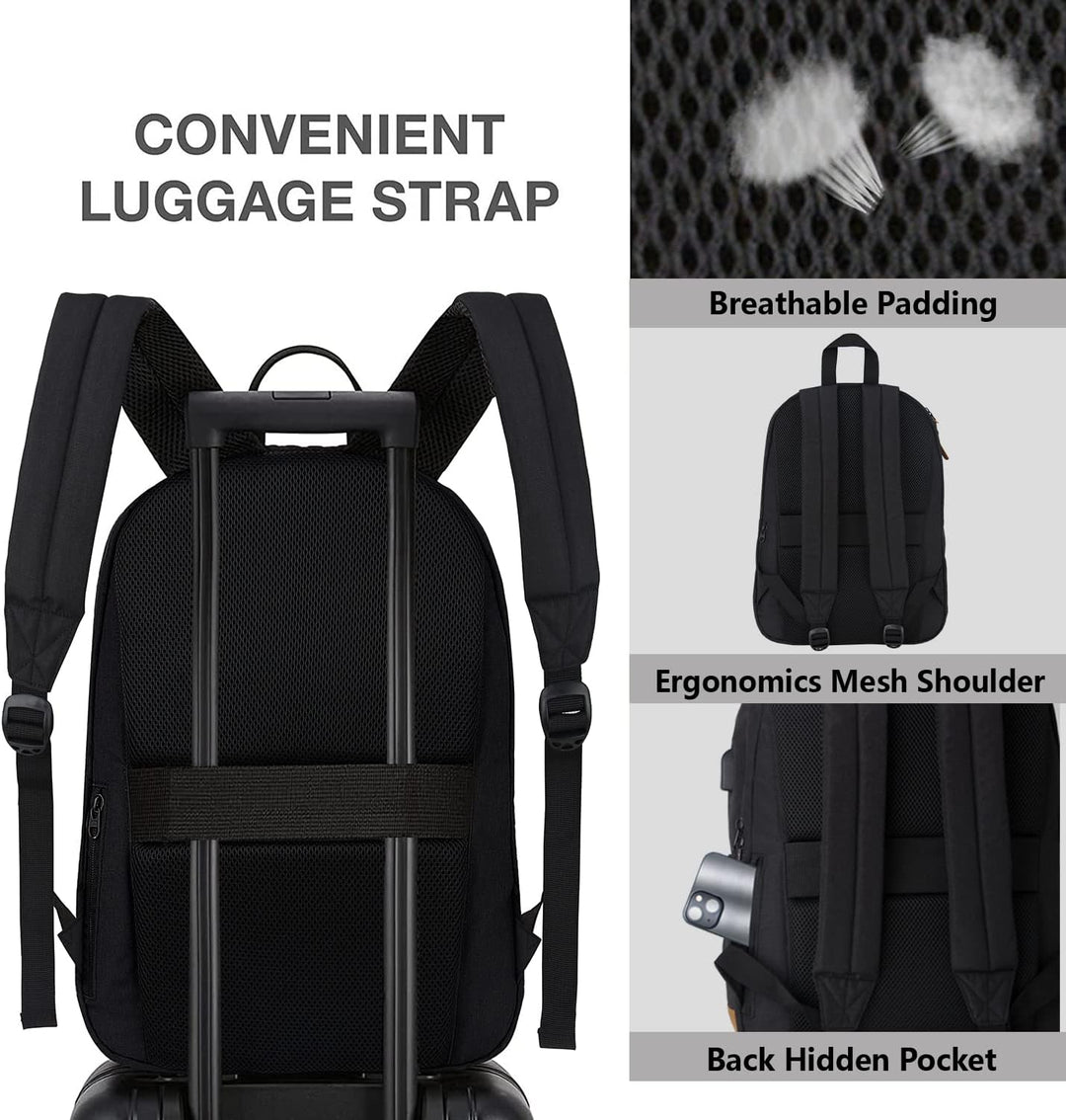 KOPHLY Mochila grande para portátil de mano para viajes, Set negro,...