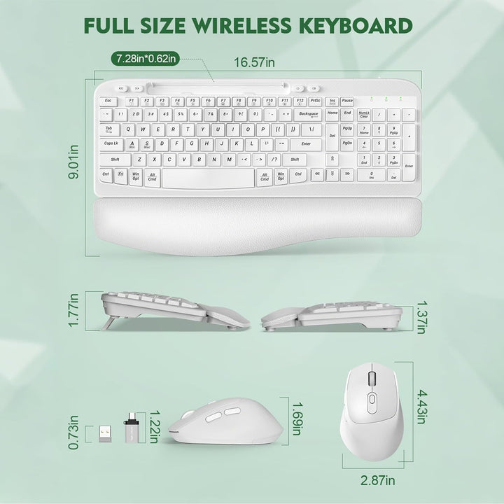 Combinación de teclado y mouse inalámbricos, teclado ergonómico de...
