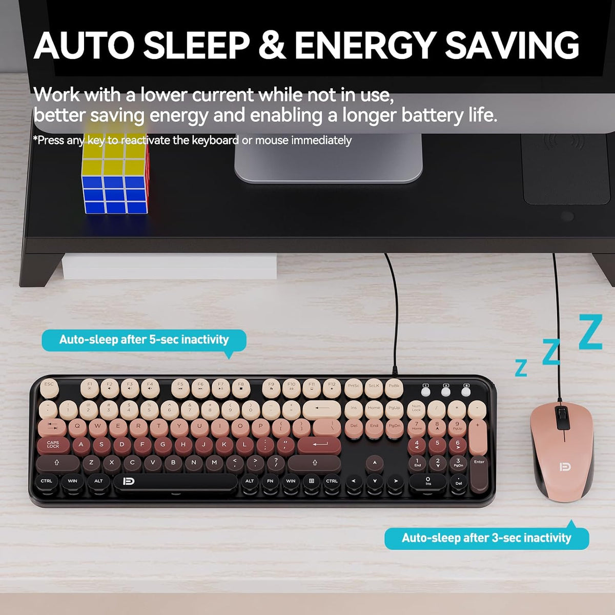 Combo de teclado y mouse con cable para Windows, teclado USB Plug a...