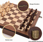 Juego de ajedrez de madera prémium con bolsa de transporte protectora, tablero de ajedrez plegable de 15 pulgadas y piezas de ajedrez, juego de estrategia clásico para adultos y niños para amantes del