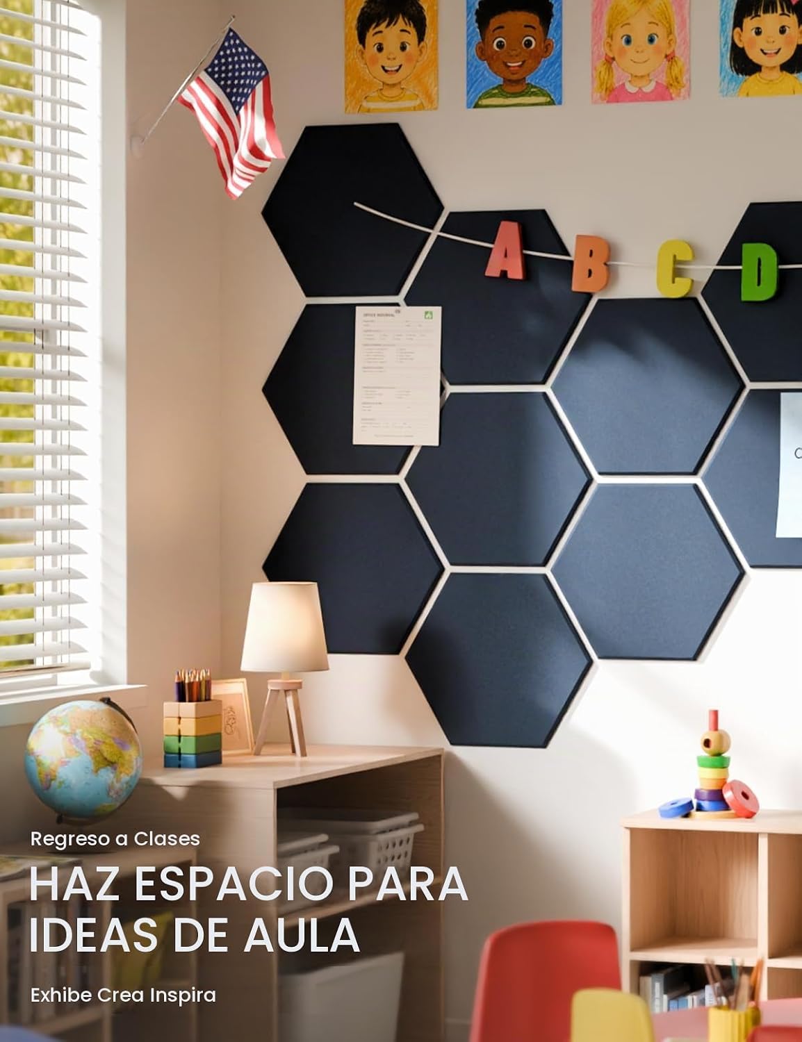 Paquete de 12 azulejos hexagonales de fieltro para tablón de