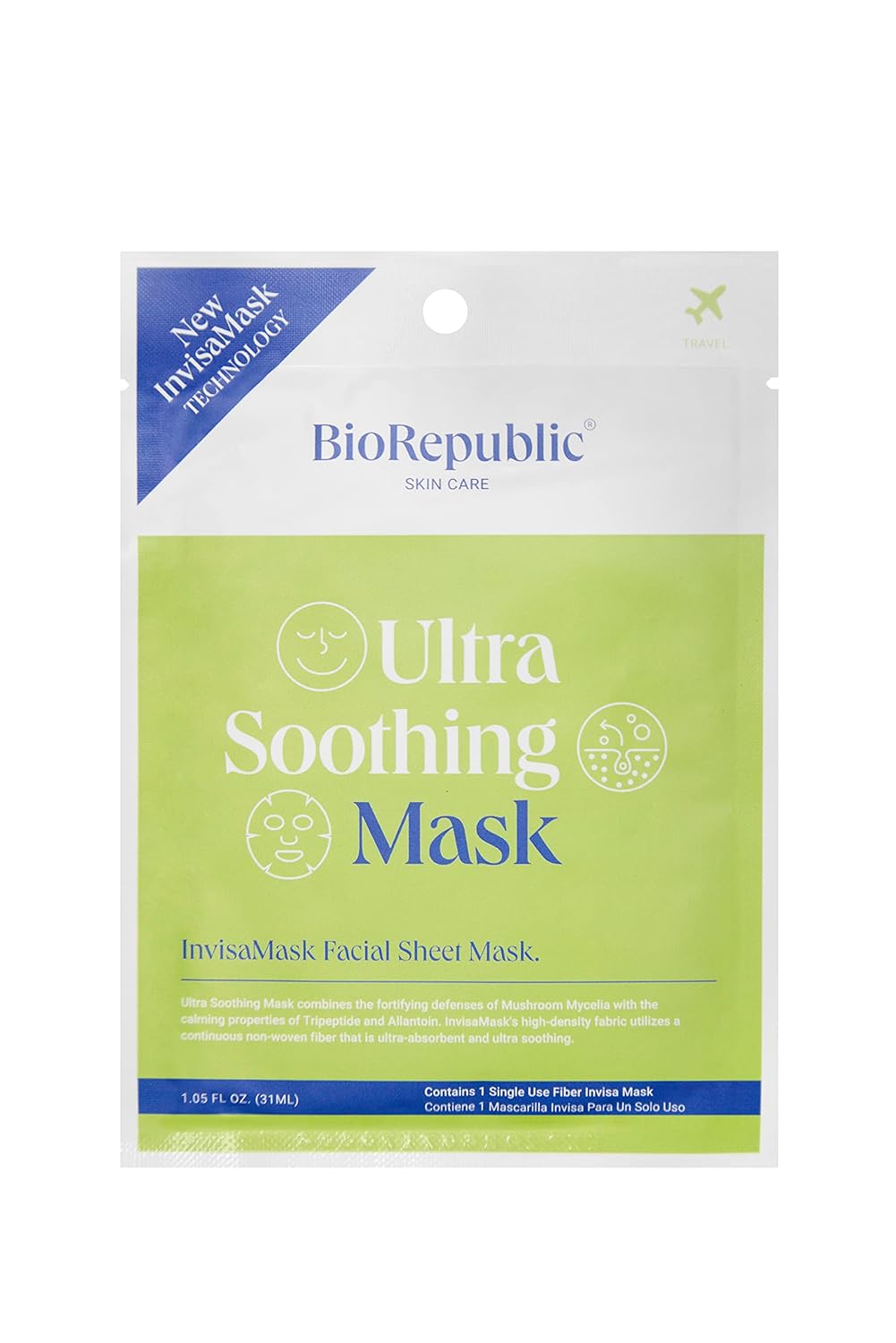BioRepublic Máscara InvisaMask ultra calmante para rostro, con escu...