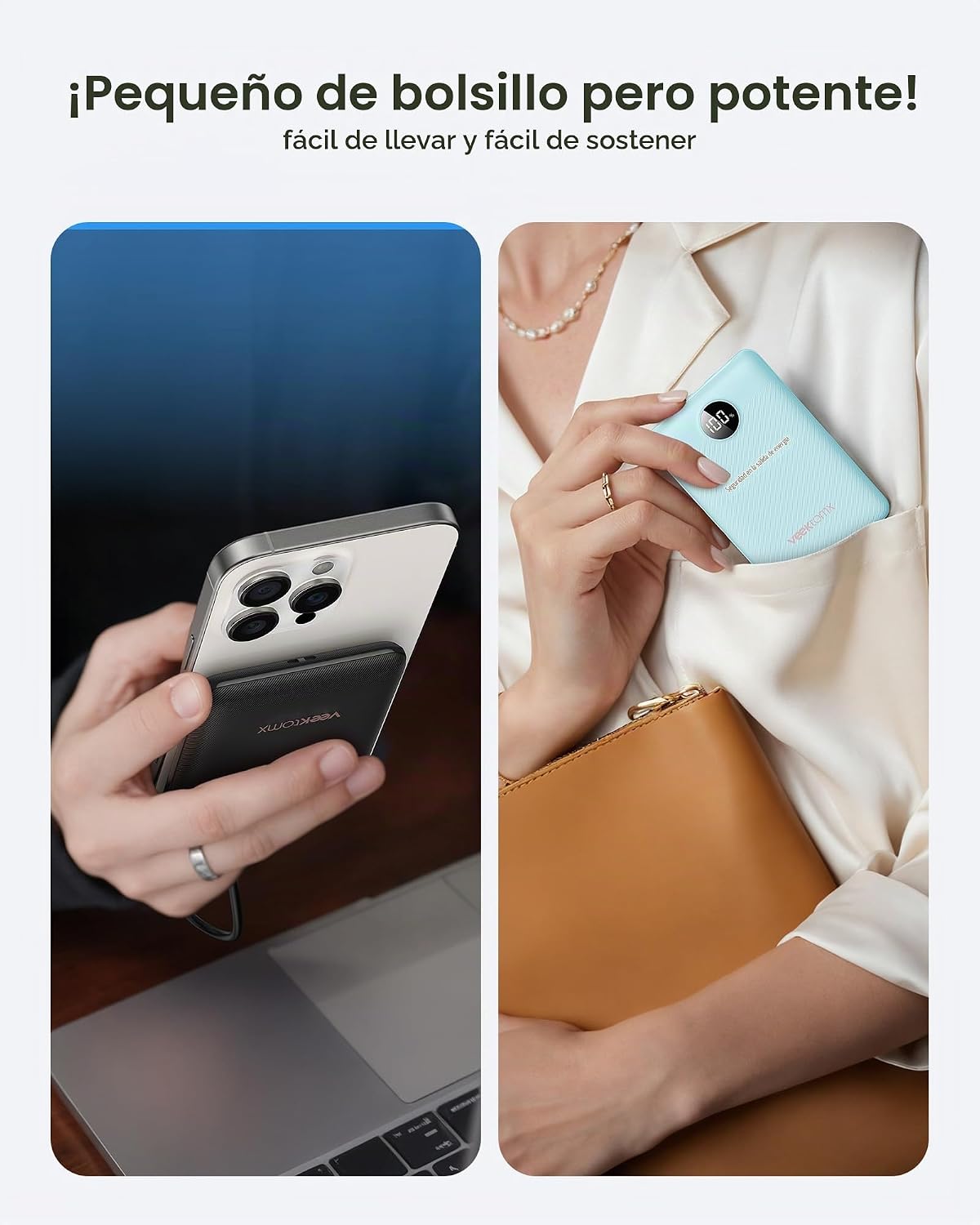 WeeFancy Cargador portátil pequeño de 10000mAh, mini banco de energ...