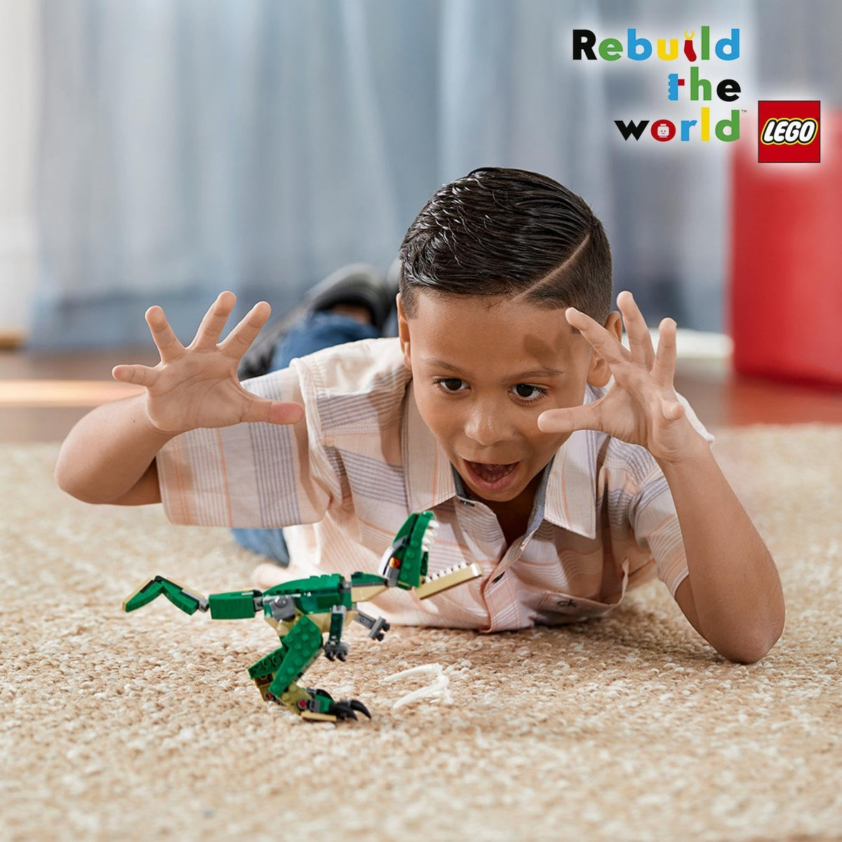 LEGO 31058 Creator Mighty Dinosaurs Juguete 3 en 1, modelo T. rex, figuras de dinosaurios triceratops y pterodáctilo, regalos para niños y niñas de 7 a 12 años