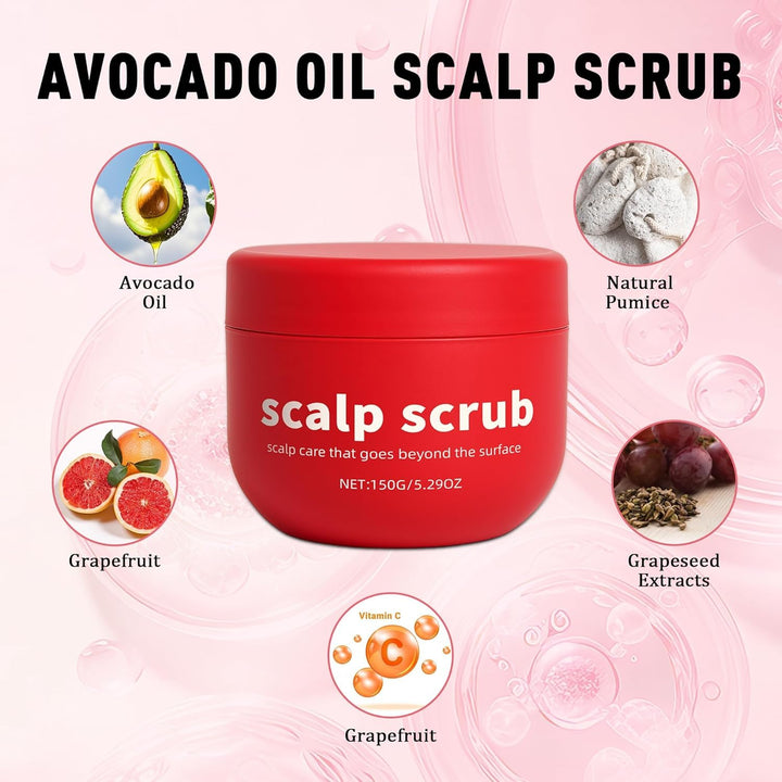 Exfoliante de cuero cabelludo con aceite de aguacate, rico en extra...