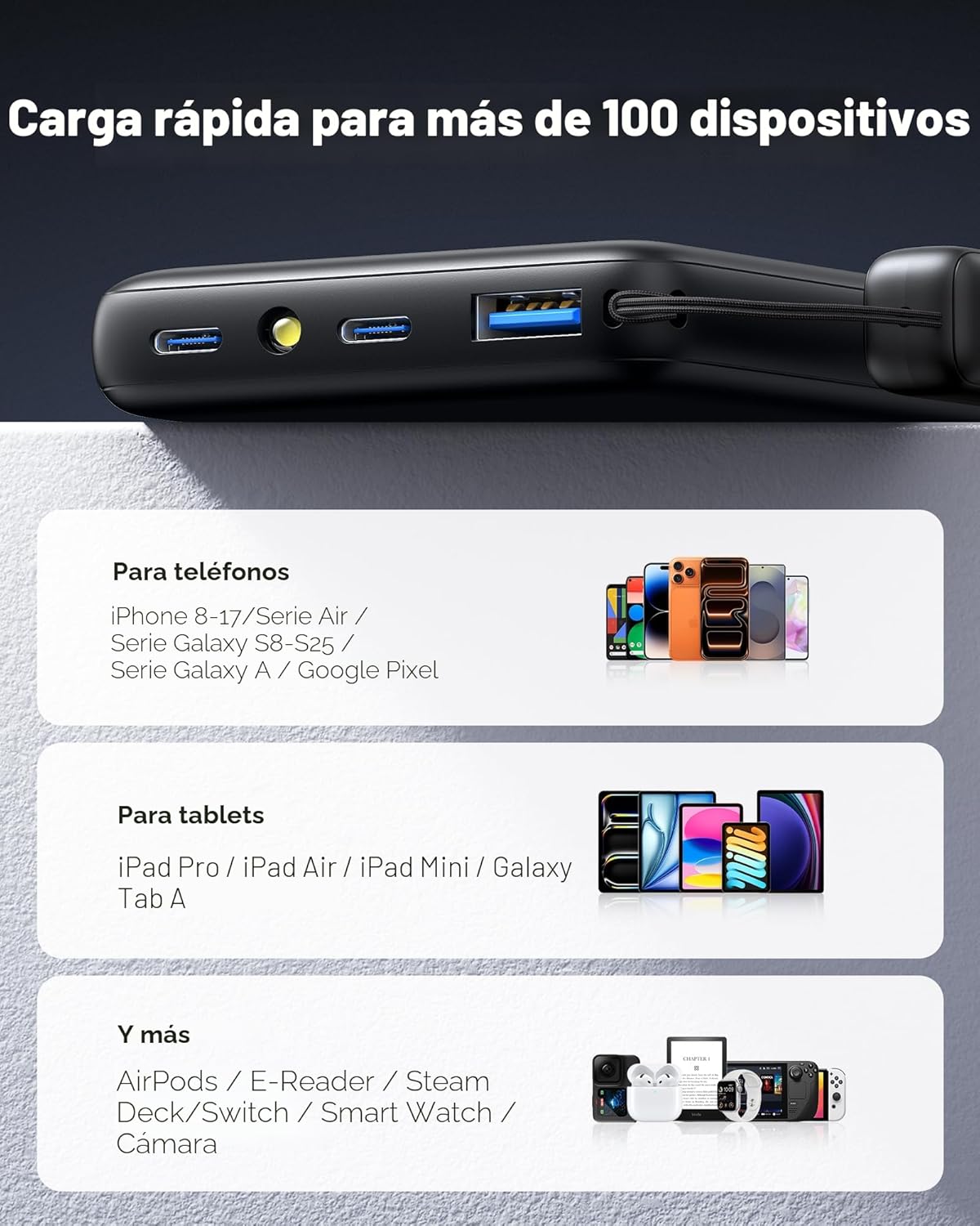 INIU Cargador portátil, ultra delgado de 45W de carga rápida con ca...