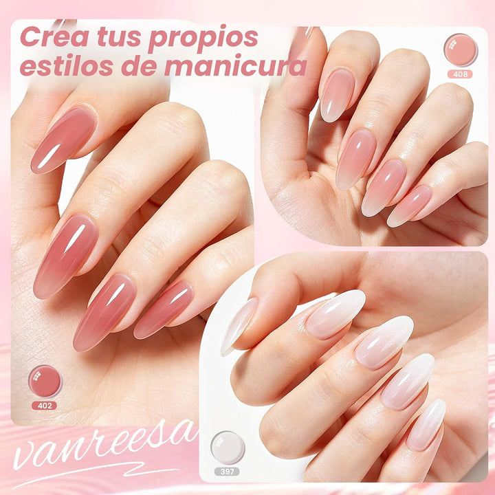 VANREESA Juego de 24 esmaltes de uñas de gel de gelatina, suave, nu...