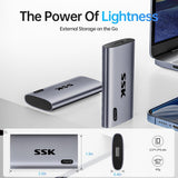 SSK Disco duro externo SSD de 256 GB, SSD portátil de hasta 550 MB\...