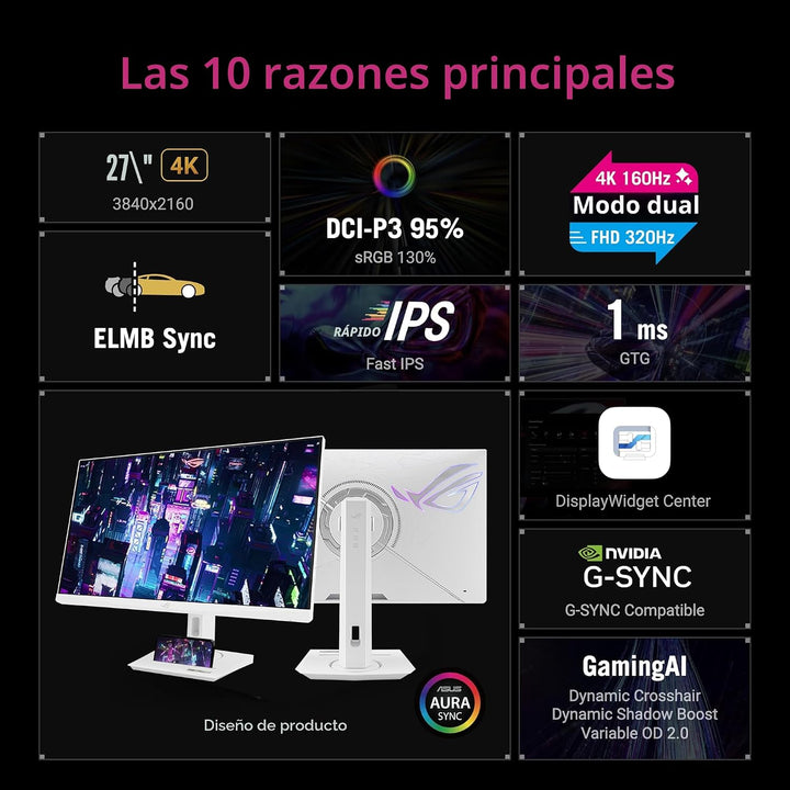 ASUS ROG Strix - Monitor para juegos USB-C 4K HDR de 27 pulgadas (X...