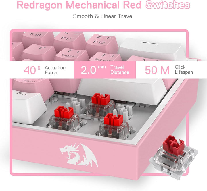 Redragon K617 Fizz 60% teclado con cable para juegos RGB, teclado m...