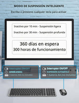 Combo de teclado y mouse inalámbricos, teclado plano delgado y comp...