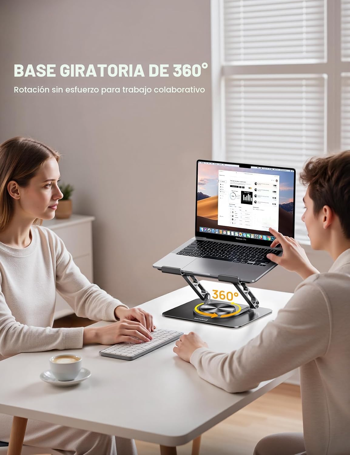 Lamicall - Soporte ajustable para laptop para escritorio - Base gir...