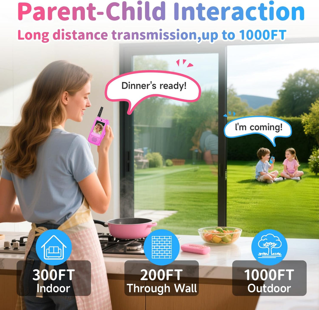 Walkie Talkies de video para niños, paquete de 2 walkie talkies rec...