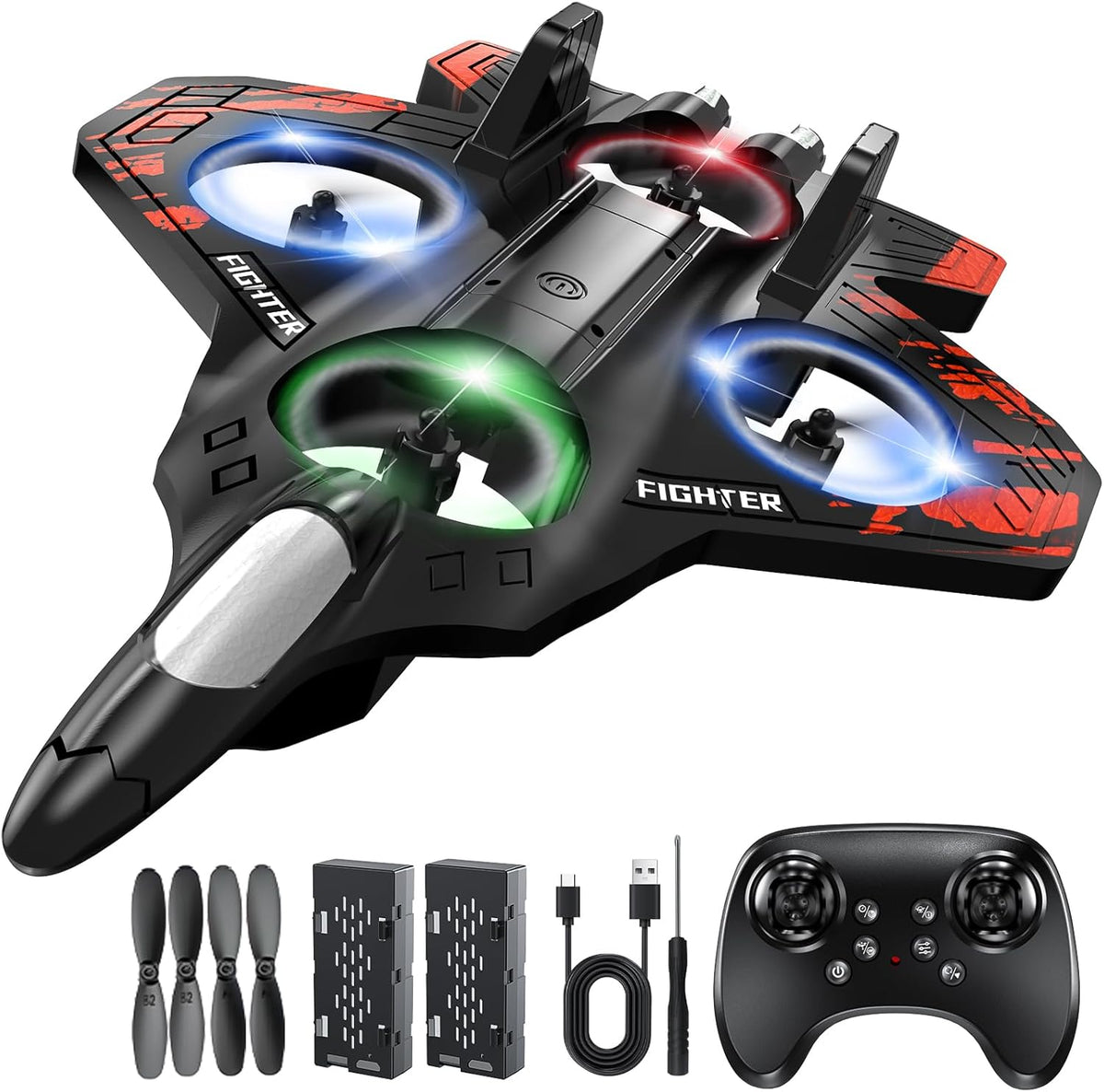 Lovovia Aviones de control remoto de espuma, aviones RC con luz, av...