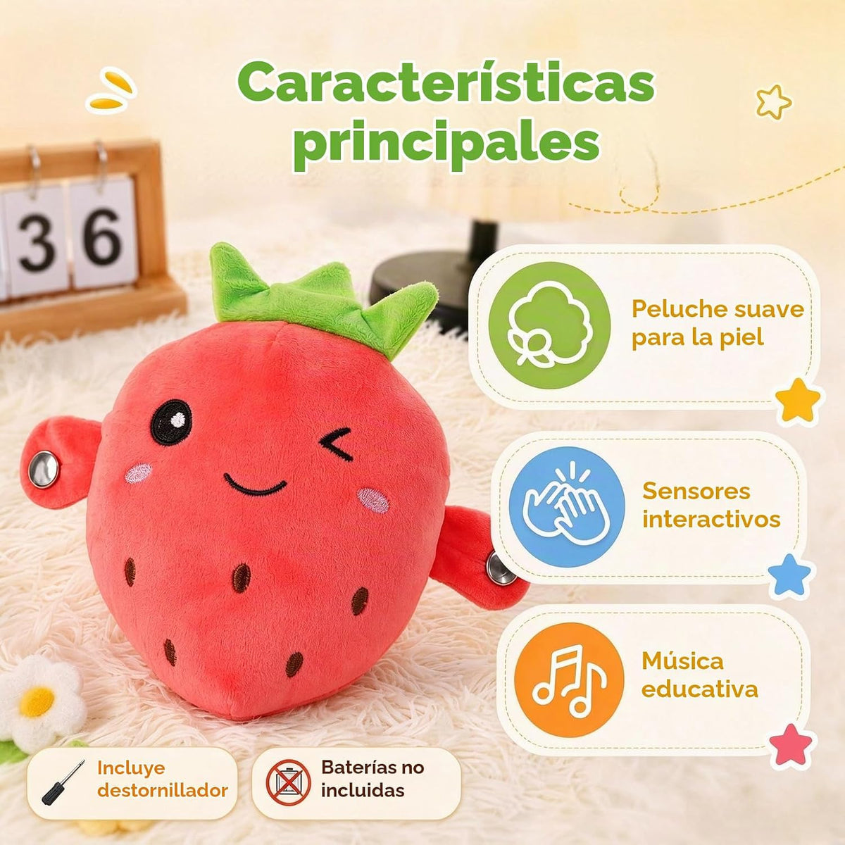 Juguete de peluche interactivo musical, juguete sensorial musical